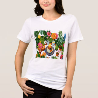 Tropische Botanische Tuin Bloemencollage Tri-Blend Shirt