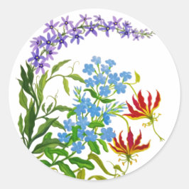 Tropische botanische tuin boeket ronde sticker