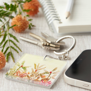 Tropische botanische watercolor sleutelhanger