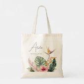 Tropische Botanische Waterverf Bestemming Bruiloft Tote Bag (Achterkant)