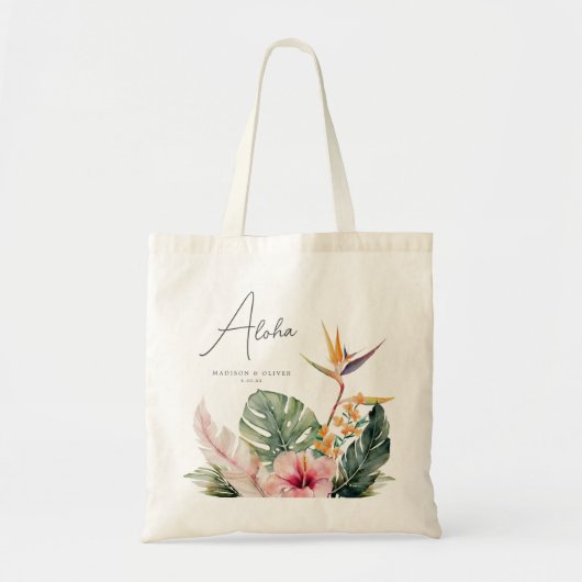 Tropische Botanische Waterverf Bestemming Bruiloft Tote Bag (Voorkant)