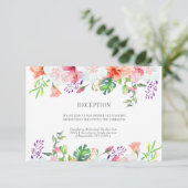 Tropische botanische Waterverf Floral Wedding Informatiekaartje (Staand voorkant)