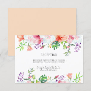 Tropische botanische Waterverf Floral Wedding Informatiekaartje