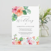 Tropische botanische Waterverf Floral Wedding Kaart (Staand voorkant)