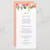 Tropische botanische Waterverf Floral Wedding Menu (Voorkant / Achterkant)