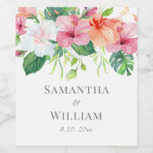 Tropische botanische Waterverf Floral Wedding Wijn Etiket (Enkel label)