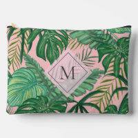 Tropische botanische Waterverf roze kunstmonogram