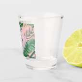 Tropische botanische Waterverf roze kunstmonogram Shot Glas (Rechts)
