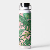 Tropische botanische Waterverf roze kunstmonogram Waterfles (Achterkant)