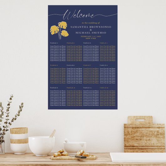 Tropische botanische welkomstbruiloft van Navy Pal Poster (Keuken)