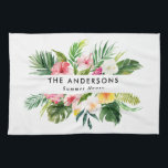 Tropische botanische zomervakantie keuken theedoek<br><div class="desc">Tropisch botanisch bloemetjeszomervakantieblad stijlvol,  gepersonaliseerd design.</div>