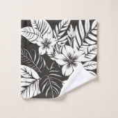 Tropische Botanische Zwart-Wit Bad Handdoek (Wasdoekje)
