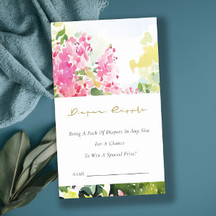 Tropische Bougainvillea Luier Raffle Baby Shower Informatiekaartje