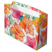 Tropische bougainvillea patroon groot cadeauzakje (Achterkant Gekanteld)