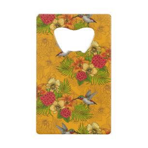 Tropische bouquet en kolibrie 2 creditkaart flessenopener