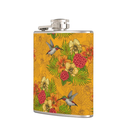 Tropische bouquet en kolibrie 2 heupfles (Links)