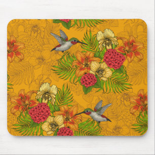 Tropische bouquet en kolibrie 2 muismat
