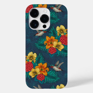 Tropische bouquet en kolibrie Case-Mate iPhone 14 pro hoesje