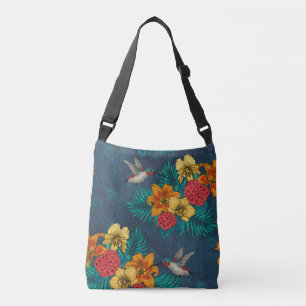 Tropische bouquet en kolibrie crossbody tas
