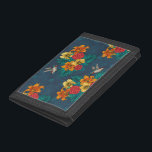 Tropische bouquet en kolibrie drievoud portemonnee<br><div class="desc">Door de hand getrokken vectorillustratie met verschillende bloemen en kolibrie</div>