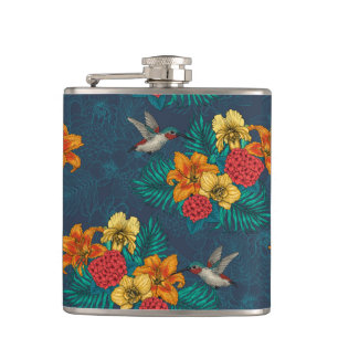 Tropische bouquet en kolibrie heupfles