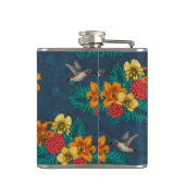 Tropische bouquet en kolibrie heupfles (Achterkant)
