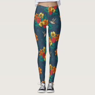 Tropische bouquet en kolibrie leggings