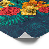 Tropische bouquet en kolibrie poster (Hoek)