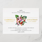 Tropische Bouquet & Modern Typography Wedding Folie Uitnodiging (Voorkant)