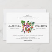 Tropische Bouquet & Moderne Typografie | Weddensch Kaart (Voorkant)
