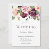 Tropische Bourgogne Blush Modern Wedding Kaart (Voorkant)