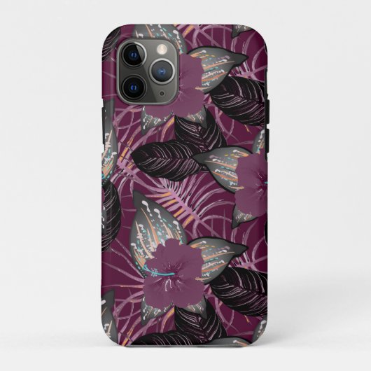 Tropische Bourgogne Hibiscus Floral Case-Mate iPhone Case (Achterkant)