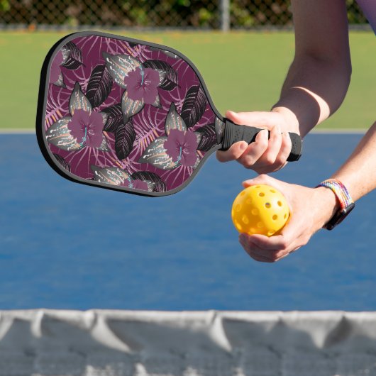 Tropische Bourgogne Hibiscus Floral Pickleball Paddle (Insitu)