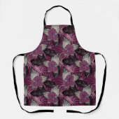 Tropische Bourgogne Hibiscus Floral Schort (Voorkant)