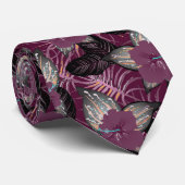 Tropische Bourgogne Hibiscus Stropdas (Opgerold)