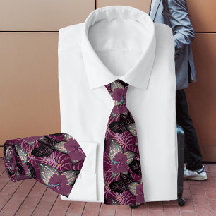 Tropische Bourgogne Hibiscus Stropdas