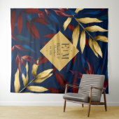 Tropische Bourgogne, marine en gouden bruiloft Wel Wandkleed (In Situ (horizontaal))