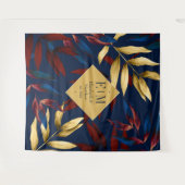 Tropische Bourgogne, marine en gouden bruiloft Wel Wandkleed (Voorkant (horizontaal))