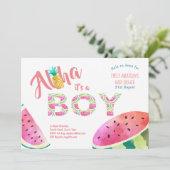 Tropische BOY Baby Shower Uitnodigingen ALOHA Wate (Staand voorkant)