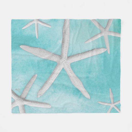 Tropische braadkreeft Zee Turquoise Waterverf Fleece Deken (Voorkant (Horizontaal))