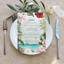 Tropische braal Floral Palm | Menu Weddenschappen