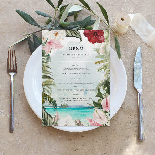 Tropische braal Floral Palm   Menu Weddenschappen