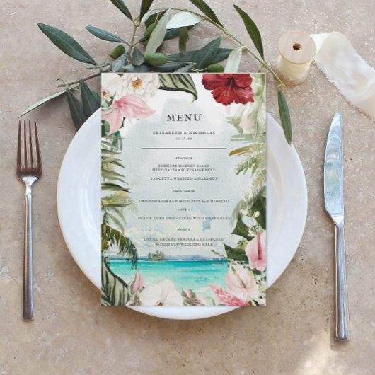 Tropische braal Floral Palm | Menu Weddenschappen