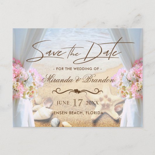 Tropische brauwbruinvissen sparen de datum aankondigingskaart (Voorkant)