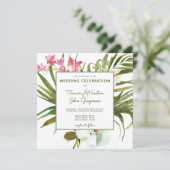 Tropische braze roze witte orchideeën kaart (Staand voorkant)