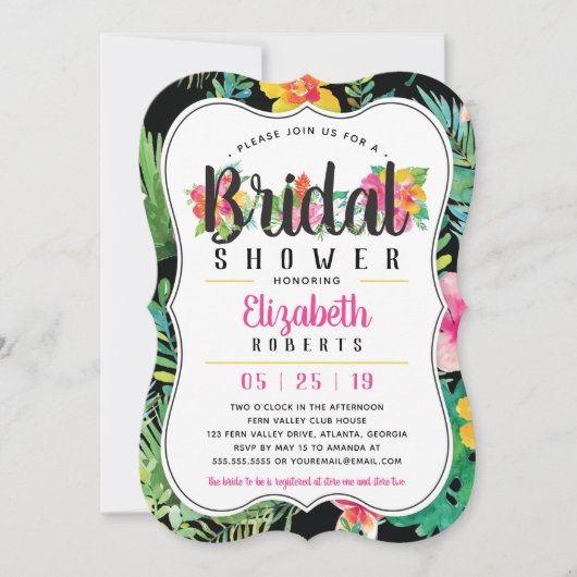 Tropische Bridal Shower Invitation Luau Kaart (Voorkant)