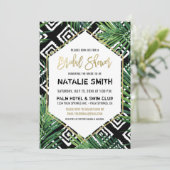 Tropische bridal Shower Invitation Palm Fronds Gol Kaart (Staand voorkant)