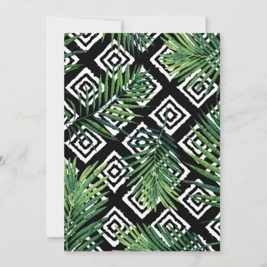 Tropische bridal Shower Invitation Palm Fronds Gol Kaart (Achterkant)