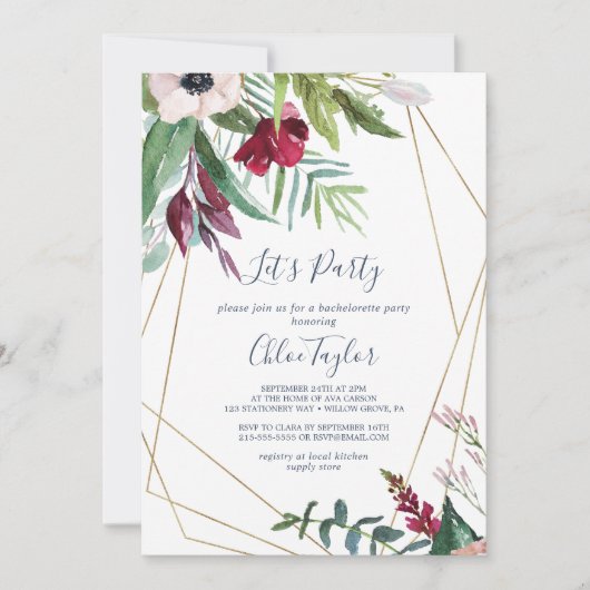 Tropische bries Geometric Let's Party Kaart (Voorkant)