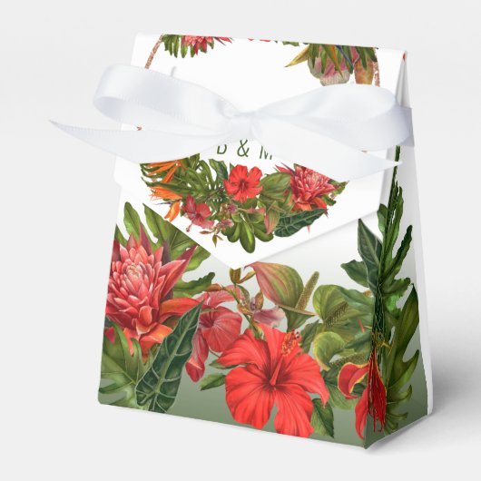 Tropische bries weelderig bloemig Roos gouden brui Bedankdoosjes (Voorkant Zijde)